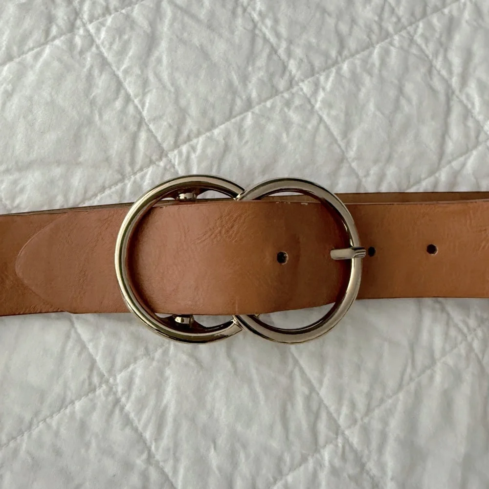 Tan Belt with Golden Buckle
